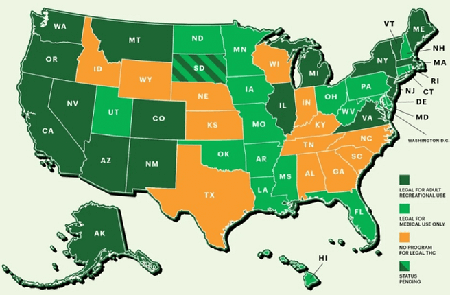 US Marijuana Legality by State